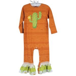 Ricrac & Ruffles Cactus Coture Ruffled Ankle Jumpsuit Romper Girls Size 24mo